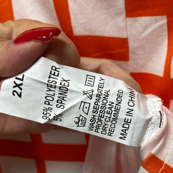 SHEIN size 2X 2pc set Orange and White Checkered maxi Skirt matching top stretch - Picture 9 of 9